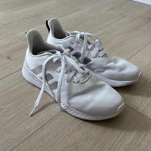 White Adidas with silver stripe Womans *Size 10*